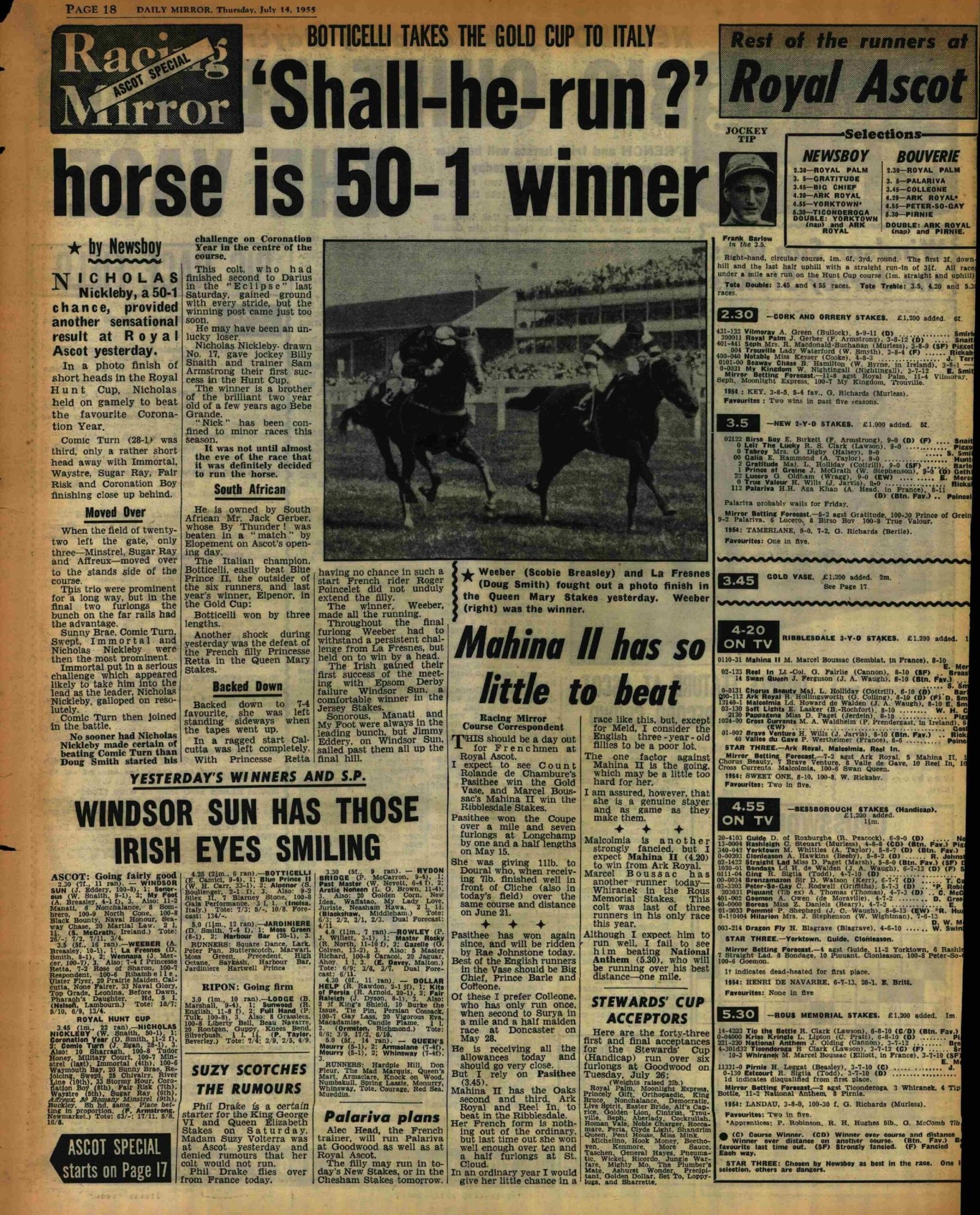 Winners at Royal Ascot in 1955