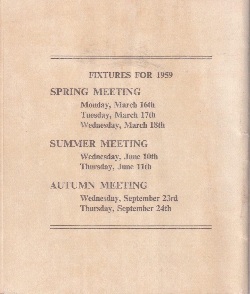 Lincoln Races Wednesday August 27th 1958 Racecard