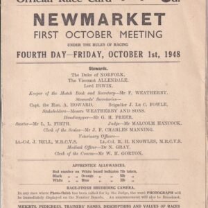 Newmarket First October Meeting Fourth Day Friday October 1st 1948