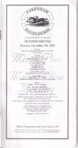 Fakenham Racecourse December Meeting Monday December 4th 2000 Racecard