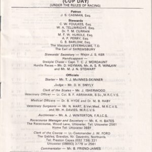 Uttoxeter March Meeting Saturday March 19th 1983 (Cup Day)