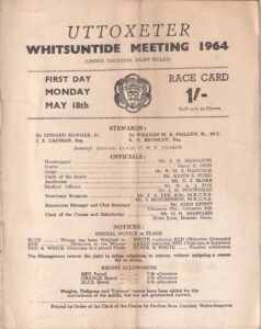 Uttoxeter Whitsuntide Meeting 1964 First Day Monday May18th Race Card