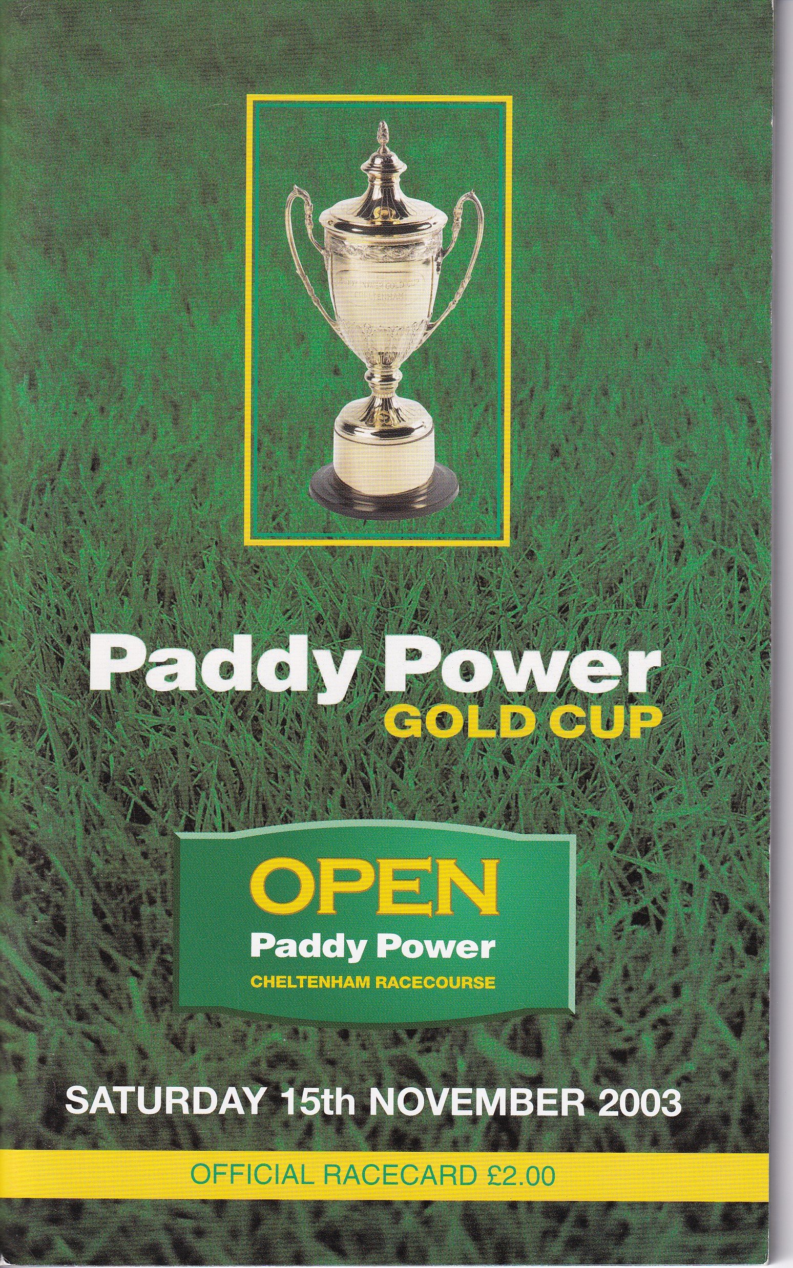 Paddy Power Gold Cup Saturday 15th November 2003 Official Racecard