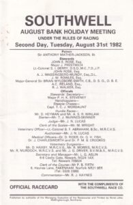 Southwell August Bank Holiday Meeting Second Day Tuesday August 31st 1982