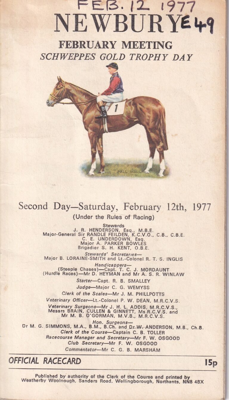 Newbury February Meeting Schweppes Gold Trophy Day February 12th 1977