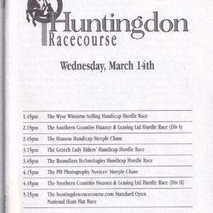 Huntingdon Racecourse Wednesday March 14th 2001 Official Racecard