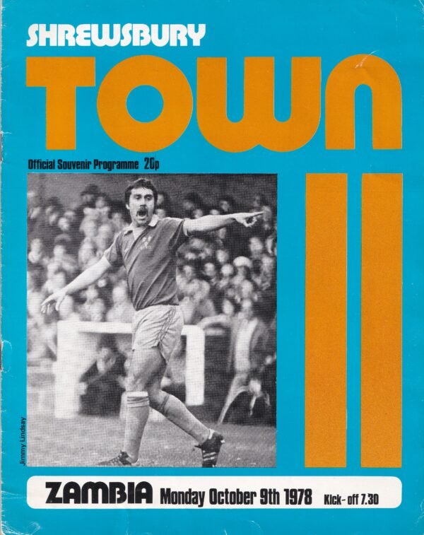 Official Souvenir Programme: Shrewsbury Town vs. Zambia - 1978