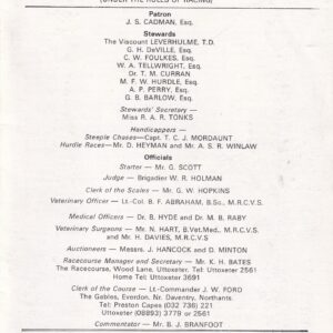 Uttoxeter Second May (Evening Meeting) Thursday 13th May 1982 Racecard – Good Used Condition