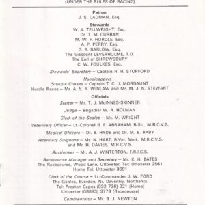 Uttoxeter Races September Meeting – Thursday 22nd September 1983 Racecard