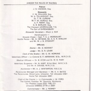 Uttoxeter First May (Evening) Meeting Thursday 12th May 1983 Racecard – Good Used Condition