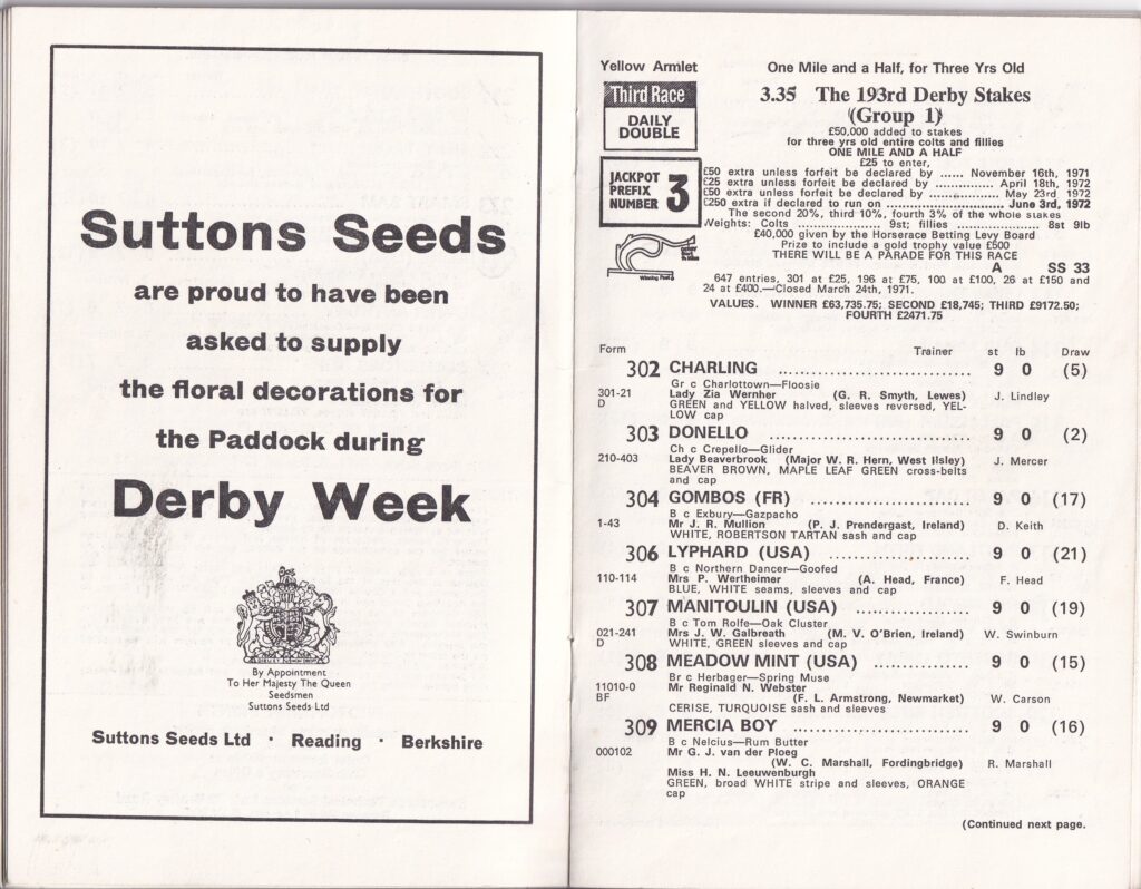 3.35 193rd Derby Stakes (Group 1)