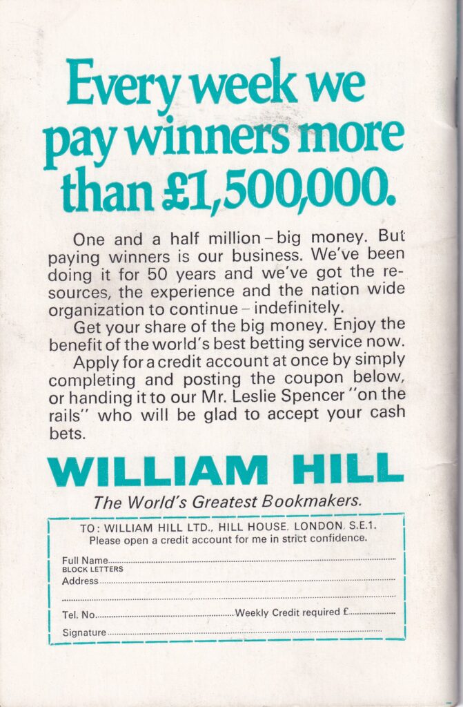 Derby Day Epsom 7th June 1972 Racecard