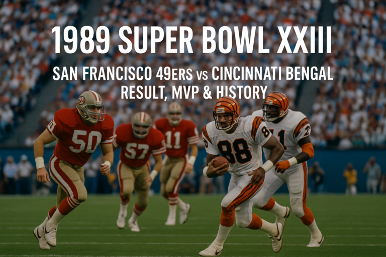 1989 Super Bowl XXIII: San Francisco 49ers vs Cincinnati Bengals Result, MVP & History