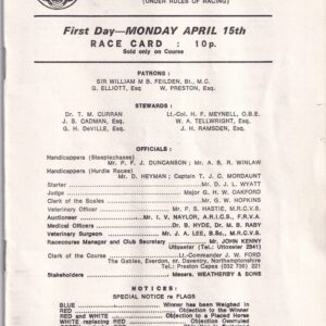 Uttoxeter Easter Meeting Monday April 15th 1974 Racecard